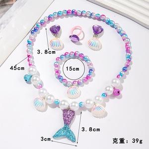 <span class=keywords><strong>Disfraz</strong></span> de Princesa <span class=keywords><strong>Sirena</strong></span> para Niñas, <span class=keywords><strong>Accesorios</strong></span> de <span class=keywords><strong>Disfraz</strong></span> de Halloween, Juego de Collar, Pendientes y Anillo de Poliéster - Product Image 3