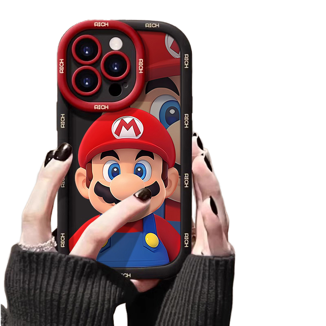 Mario Painted 3D INS Style TPU Shockproof Heat Dissipation Mobile Phone Case for 17/16 Pro Max/15 Plus/14