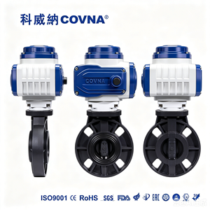 วาล์วผีเสื้อพลาสติก PVC พร้อมตัวกระตุ้นไฟฟ้าแบบหมุน 24V DC ขนาด DN100 8 นิ้ว แบบหน้าแปลนคู่ พร้อมซีลยาง ลดราคาพิเศษ COVNA B2B - Product Image 4