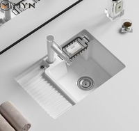 Lavabo rectangulaire en céramique Meiyani à poser sous le comptoir, petit lavabo domestique à cuve unique, planche à laver, lavabo à laver le linge