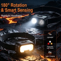 Lampe frontale LED 900LM rechargeable par USB, étanche IP66, 180° °   Lampe frontale rotative à détection automatique pour la course, le camping et la randonnée