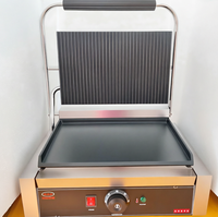 Équipement de cuisine professionnelle, plaque de cuisson électrique en acier inoxydable, gril panini (dessus rainuré, dessous plat), réglage multi-niveaux facile
