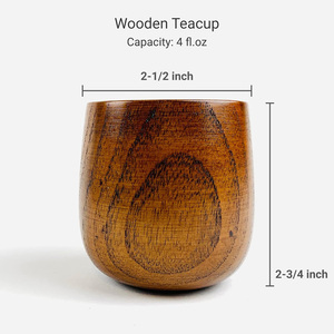 Juego de taza <span class=keywords><strong>y</strong></span> platillo de madera, taza de agua de madera, taza de café de madera, taza de té estilo Zen japonés de 4 onzas - Product Image 6