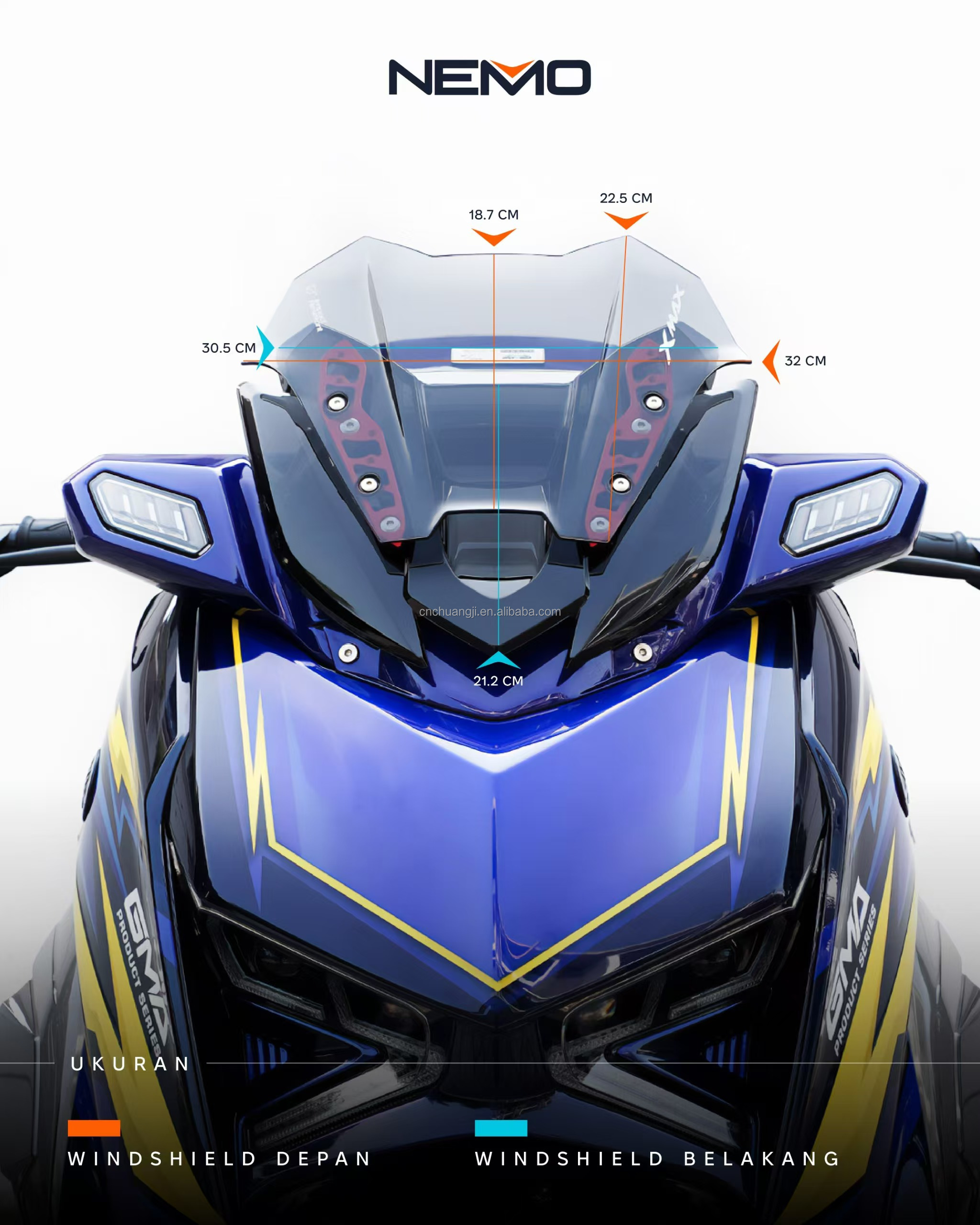 XMAX 300 250 2021 Motorcycle Windshield - NEMO a-Class Protection