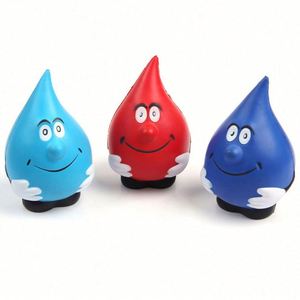 High Quality Promotional Gift Colorful Smile Face Water <b>Drop</b> Shaped Pu Foam Anti Stress Ball - Product Image 4