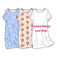Chemise de nuit décontractée pour femmes en tissu de bambou ultra doux et respirant, manches courtes, imprimé animal/floral, motif personnalisé