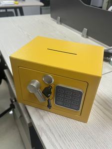 Yellow Mini Safe <b>Box</b> with Electronic Digital <b>Lock</b> and Keyhole Design - Product Image 1