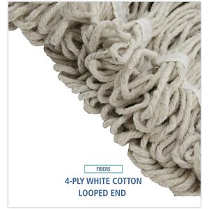 Boardwalk BWK424CEA 24 Oz. Tête de balai serpillère en coton Pro Loop Web/Tailband Wet Mop Head blanc - Balai de haute qualité pour le nettoyage - Product Image 2
