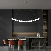 Lámpara Colgante LED de Latón Estilo Francés, Moderna y Minimalista, Tira Larga, Tamaño Mediano, Regulable, para Sala de Estar