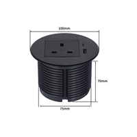 Tomacorriente Empotrable de Aleación de Aluminio, Estándar Europeo Tipo A+C, Puertos de Carga USB, IP44, Corriente Nominal de 16A, para Mesa de Sofá