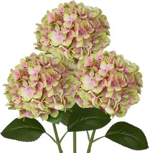 Grandes fleurs artificielles d'hortensia effet naturel en latex blanc, vert et bleu pour mariage et Pâques, tiges incluses - Product Image 1