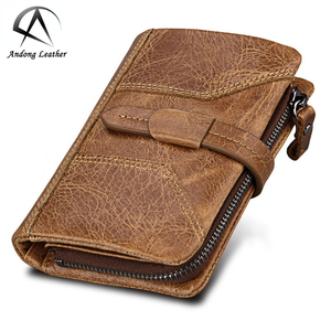 Andong Genuine Cow Leather Short <b>Wallet</b> Purse for <b>Men</b> Man Retro <b>Card</b> Holder RFID Blocking Multiple Positions <b>Wallets</b> Purses - Product Image 1