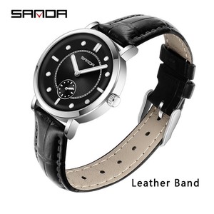 Reloj de cuarzo minimalista para mujer Sanda 1140, correa de silicona y cuero, reloj de pulsera informal luminoso, resistente al agua, para estudiantes - Product Image 3