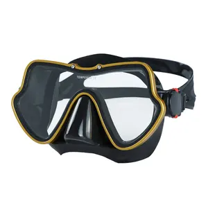 Adjustable Scuba Snorkeling Freedive Diving Mask Tempered Glass Lens Neoprene and Metal Material for Underwater Training