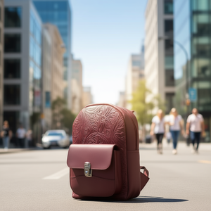 Mochila Fana de Cuero Grabado de 5 L con Patrón Floral, Bolsa de Viaje Unisex para Adultos - Product Image 2