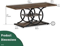 Table basse de rangement à 3 niveaux GiftGo Bolide BLD-CT003, style rustique industriel, ferme élégante, cadre en métal, design rectangulaire en bois