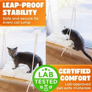 Perchoir de fenêtre pour chat-<span class=keywords><strong>Hamac</strong></span> pour chat pour fenêtre-Siège en bois massif et ventouses solides-Lit et meubles de fenêtre pour chat à l'intérieur - Product Image 5