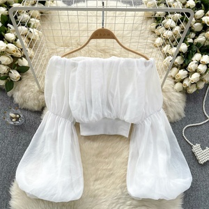 Chemisier en mousseline pour femme, corset sexy sans bretelles, blouses et hauts pour femmes - Product Image 4