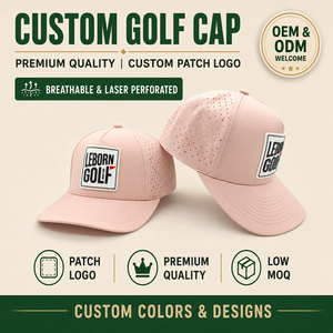 Casquette de golf créative à 5 panneaux, imperméable, avec logo en silicone personnalisé, faible MOQ, OEM, patch en caoutchouc 3D perforé au laser, marque personnalisée - Product Image 1