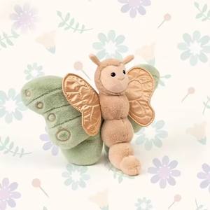 Hot Sale Custom Green Wings Schmetterlings form PP Baumwoll kissen Weiches Stofftier Spielzeug kissen für Kinderzimmer Dekor Nette Geschenk idee - Product Image 3