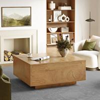 Table basse multifonctionnelle avec plateau relevable et rangement, table basse carrée en bois relevable pour salon