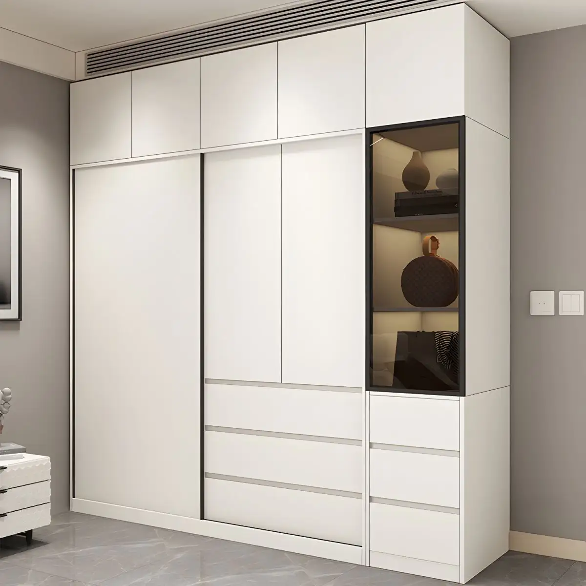 Moderno luxo quarto personalizado armário organizador rotativo guarda-roupa roupas armazenamento prateleiras combinação móveis wardobe madeira