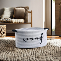 Panier à jouets pour chien Woof durable avec poignées Paniers tissés pour animaux de compagnie Boîte de rangement pour organiser les jouets pour chiots Couvertures Accessoires
