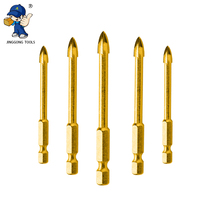 Ensemble de 5 mèches industrielles à tige hexagonale pour carreaux de verre et porcelaine 3 4 6 8 10mm