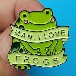 Insignia <span class=keywords><strong>de</strong></span> Metal personalizada del fabricante Animal Rana verde Broche inglés Letra Ranas Forma Beneficiosa Insecto Proteger Tierra Esmalte Pins - Product Image 6