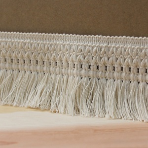 Fabbricazione 10cm lungo Beige bianco cotone nappa frangia per tappeti per la casa decorazione tessile - Product Image 5