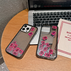 Trasparente nero acrilico sabbie mobili guscio scivolo per fortuna adatto per iPhone16 promax Apple 15 anti-caduta custodia del telefono cellulare - Product Image 1