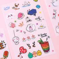 Feuilles d'autocollants personnalisés en vinyle transparent mat, mignons, kawaii, imperméables, pour loisirs créatifs, décoration de carnets et agendas