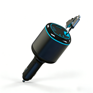<span class=keywords><strong>Cargador</strong></span> de Coche Portátil Retráctil <span class=keywords><strong>4</strong></span> en 1 con Cable, PD Tipo-C 30W+QC3.0, Carga Rápida para iPhone, Cámara y Tablet - Product Image 1