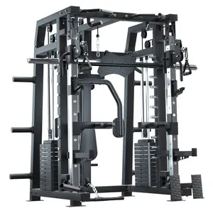 Professional All In One Smith Machine Power Gym Cage Cable Crossover Multi Functional Squat Rack Fitness Workout Equipment