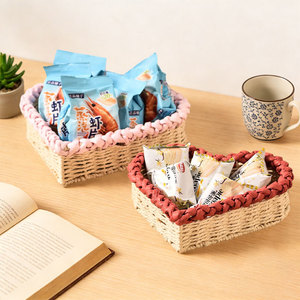 Handmade Paper Rope Heart Shaped <b>Storage</b> <b>Basket</b> Small Desktop Organizer For Keys And Clutter - Product Image 2