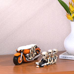 Fabrik Großhandel Custom Keramik Triple Skeleton Motorrad Glas Porzellan Schädel Trio Rider Halloween Lager behälter Gläser - Product Image 6