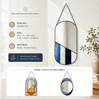 Miroir artistique moderne en forme de pilule, 13 pouces, design minimaliste en verre teinté avec cadre en laiton, prêt pour l'audit OEM BSCI