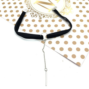 Gargantilla de moda Barra cuadrada colgante Harajuku vintage encaje terciopelo cinta Collar corto gargantilla gran oferta - Product Image 3