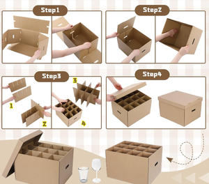Boîte de déménagement en carton ondulé épais avec poignée pour <span class=keywords><strong>verres</strong></span> à vin et verrerie, pour articles de cuisine et articles ménagers - Product Image 3