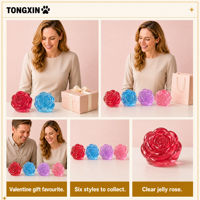 Squishies transparents en forme de rose à remontée lente, jouets anti-stress en gros, cadeau de la Saint-Valentin