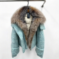 OFTBUY 2026 Nouvelle Collection Automne Européenne Manteau Court Matelassé en Vraie Fourrure et Laine pour Femme, Chaud et Épais