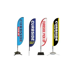 Wholesale Outdoor Flying Wind Polyester Beach Feather Flags Banners Double Sided Printed Promotion Business Advertising Flag