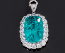 Platinum emerald pendant with Chopin chain