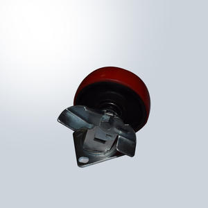 Atacado 3/4/5 Polegada Rodízios Roda PU Bloqueio Freio Sólido Vermelho Banhado A Aço Poliuretano Silenciosamente Giratório OEM Rodízio Rodas - Product Image 3