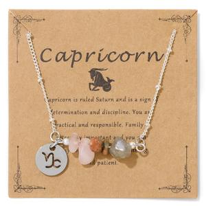 Go Party 12 Colliers <span class=keywords><strong>Horoscope</strong></span> Collier du zodiaque en acier inoxydable pour femmes Colliers à pendentifs en pierre naturelle et perles de pierre concassée - Product Image 6