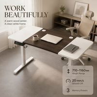 Table de travail électrique réglable AOR, plateau en panneau de particules de 15 mm, placage bois massif, écologique, pour position assise ou debout, vente en gros usine