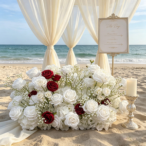 DKB Artificial <b>Flowers</b> Custom White <b>Flower</b> Runner Artificial Silk Aisle <b>Flower</b> for Festival and Wedding Party Decorations - Product Image 1