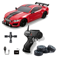 Voiture RC 4x4 de drift 1/16 avec effet de fumée, 18 km/h, 2,4 GHz, éclairage LED, pneus interchangeables, jouet télécommandé pour enfants et adultes, cadeau
