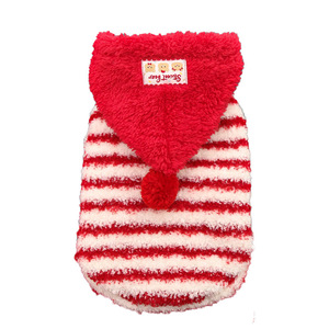 Ropa para mascotas con forro polar de Weiwang, diseño de Caperucita Roja con rayas rojas, ropa cálida de invierno para perros y gatos. - Product Image 3
