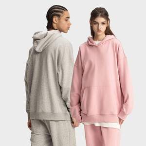 H5439 Sweat-shirts unisexes surdimensionnés de haute qualité, faible MOQ OEM, personnalisés, en coton mélangé 400 g/m², doublure en molleton français, sweat-shirts pour hommes - Product Image 4